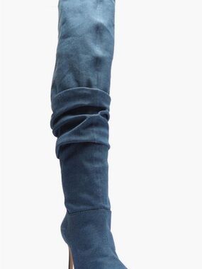 SCHUTZ Ashlee Thigh High Pointed Denim Slouch Boot